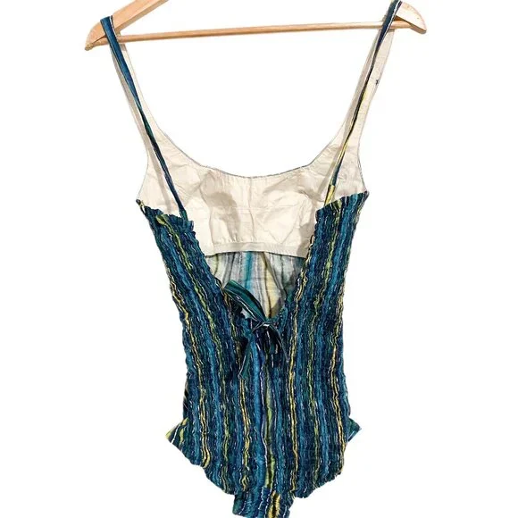 RARE deadstock ultra glam 1960s blue and green bathing suit - Picture 3 of 3